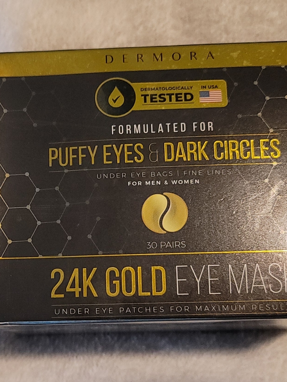 NWT-Dermora 24K Gold Eye Masks for Puffy Eyes & Dark Circles